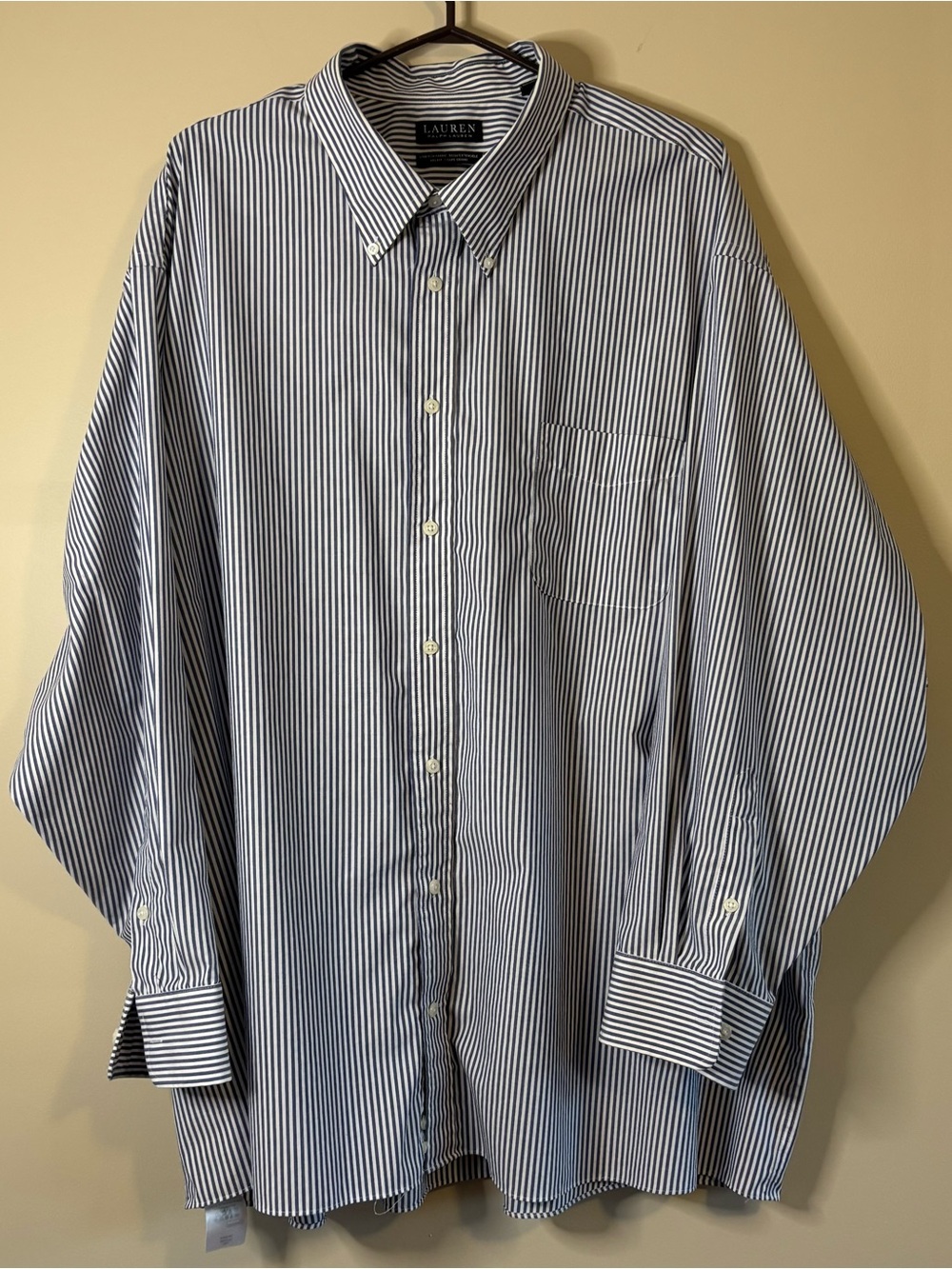 Lauren Ralph Lauren BigFit Men’s Stripe Stretch Long Sleeve Shirt Size 20 34/35